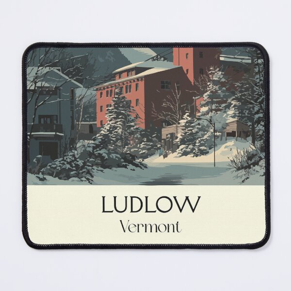 Item preview, Ludlow Vermont Retro Travel Art | Okemo Mountain Ski Town Design designed and sold by TuncGK.