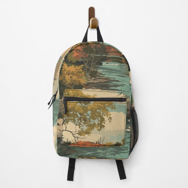 Item preview, Middlebury Vermont Retro Travel Art | Otter Creek Falls & College Town designed and sold by TuncGK.