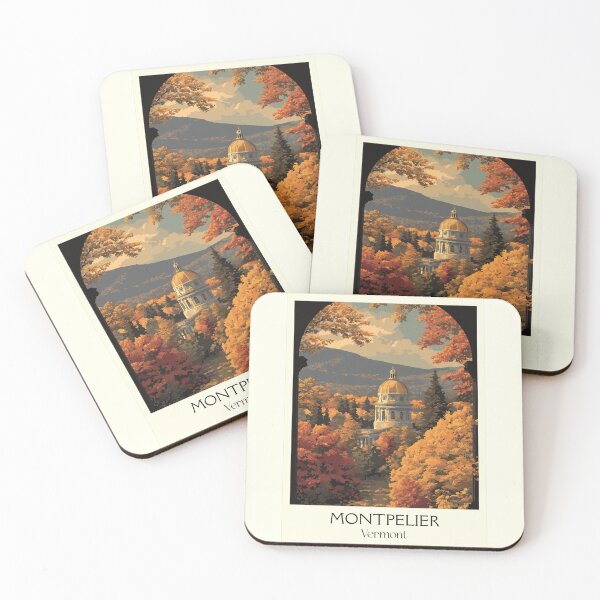 Item preview, Montpelier Vermont Vintage Travel Art | State Capital & Golden Dome designed and sold by TuncGK.