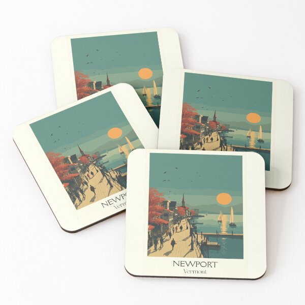 Item preview, Newport Vermont Retro Travel Art | Lake Memphremagog Harbor Scene designed and sold by TuncGK.