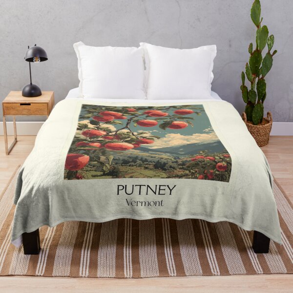 Item preview, Putney Vermont Vintage Travel Art | Apple Orchard Harvest Design designed and sold by TuncGK.
