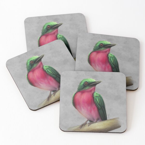 Item preview, Colorful pink and green bird designed and sold by Laura Cavus Illustrations.