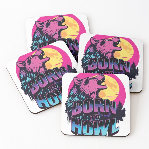 Item preview, Born to Howl – Neon Retro 80s Wolf Tee designed and sold by dakuvam.