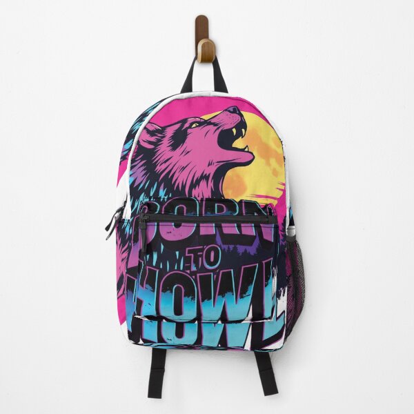 Item preview, Born to Howl – Neon Retro 80s Wolf Tee designed and sold by dakuvam.