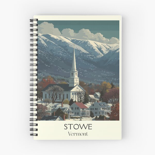 Item preview, Stowe Vermont Vintage Travel Art | Classic Ski Town Village Scene designed and sold by TuncGK.
