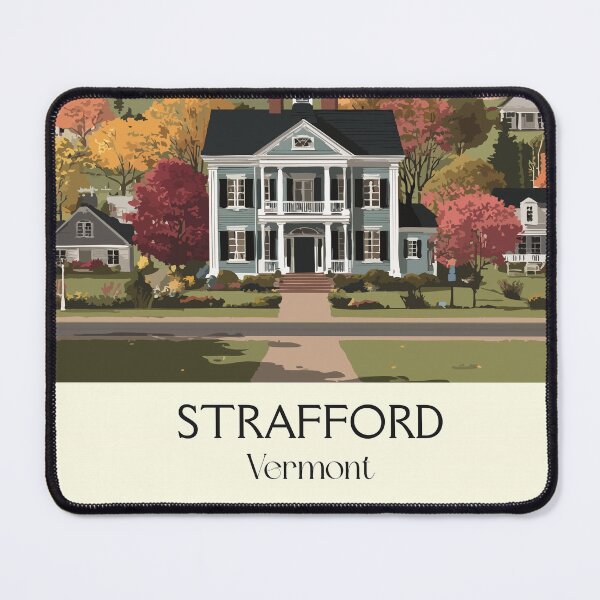 Item preview, Strafford Vermont Retro Travel Art | Historic Town House Design designed and sold by TuncGK.