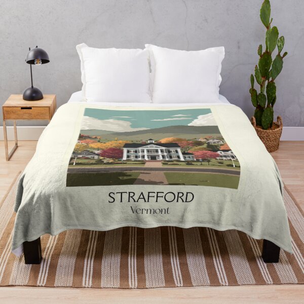 Item preview, Strafford Vermont Retro Travel Art | Historic Town House Design designed and sold by TuncGK.