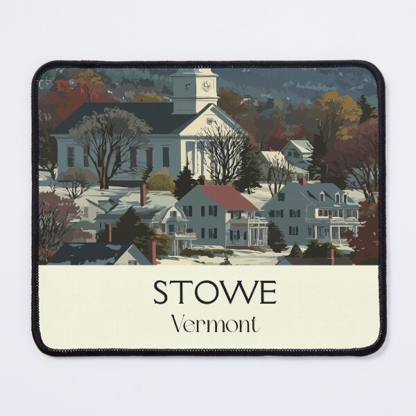 Item preview, Stowe Vermont Vintage Travel Art | Classic Ski Town Village Scene designed and sold by TuncGK.
