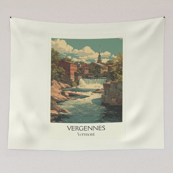 Item preview, Vergennes Vermont Vintage Travel Art | "Smallest City" & Otter Creek designed and sold by TuncGK.