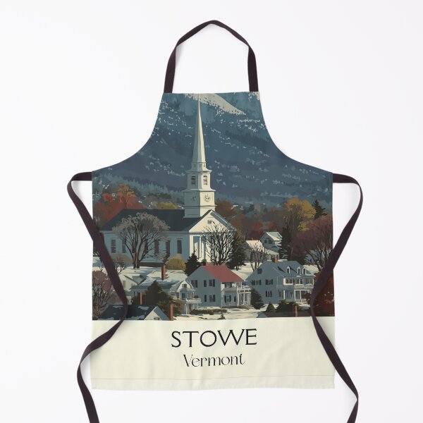 Item preview, Stowe Vermont Vintage Travel Art | Classic Ski Town Village Scene designed and sold by TuncGK.