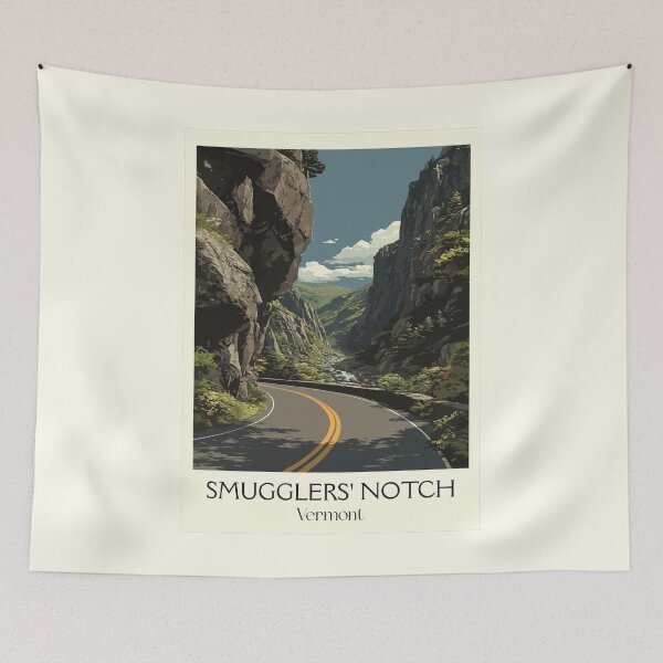 Item preview, Smugglers' Notch Vermont Retro Art | Winding Mountain Pass Scenery designed and sold by TuncGK.
