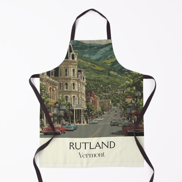 Item preview, Rutland Vermont Retro Travel Art | Historic Downtown Cityscape designed and sold by TuncGK.