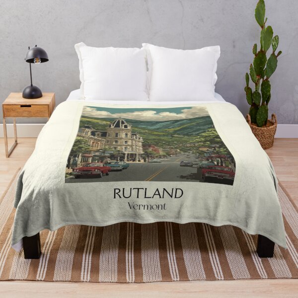 Item preview, Rutland Vermont Retro Travel Art | Historic Downtown Cityscape designed and sold by TuncGK.