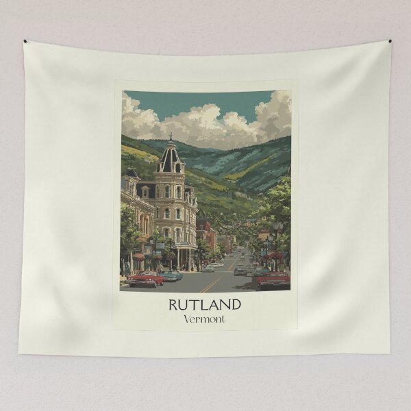 Artikelvorschau, Rutland Vermont Retro Reisekunst | Historisches Stadtbild entworfen und verkauft von TuncGK.