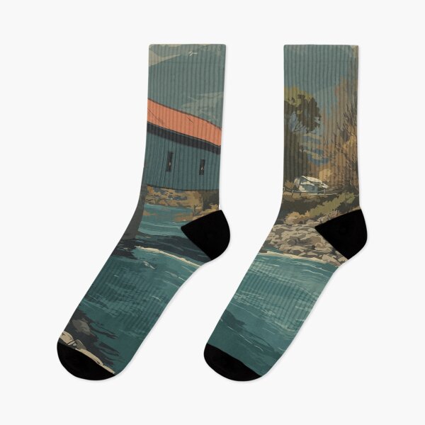 Item preview, Waitsfield Vermont Retro Travel Art | Mad River Valley Covered Bridge designed and sold by TuncGK.