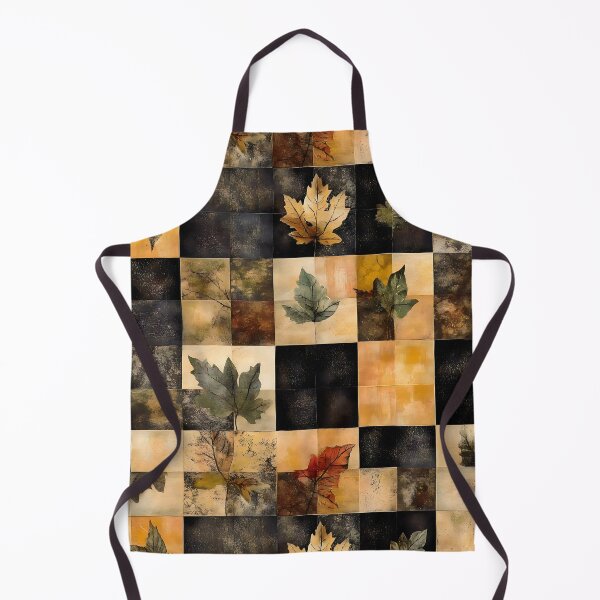 Item preview, Autumnal Leafy Watercolor Plaid – Black and Orange Blocks designed and sold by EmeraldeaArt.