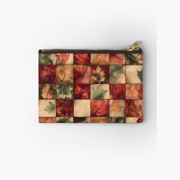 Item preview, Fall leafy watercolor blocks plaid pattern designed and sold by EmeraldeaArt.