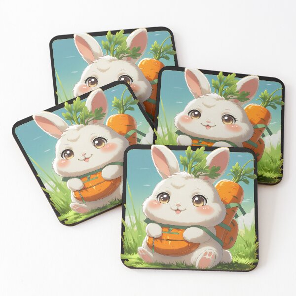 Item preview, Cute Kawaii Chubby Bunny with Carrot Backpack Sticker - Sunny Pet Decal for Laptop & Journal designed and sold by B Stickers.
