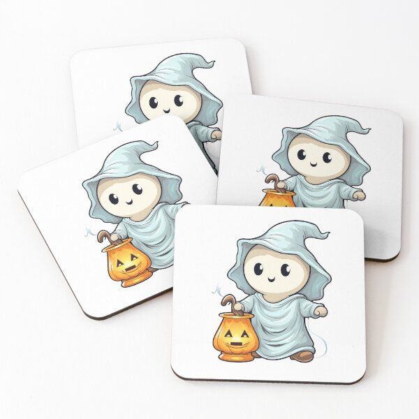 Artikelvorschau, Adorable Ghost with Pumpkin Lantern Illustration entworfen und verkauft von Daagath.