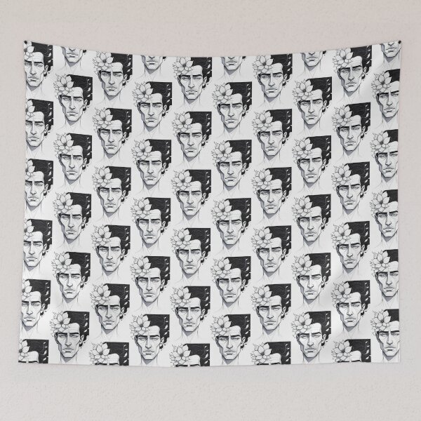 Item preview, Man FlowerLine Art Face Black Lines on White Background   (image size 6656x9984) designed and sold by Digital-Davinci.