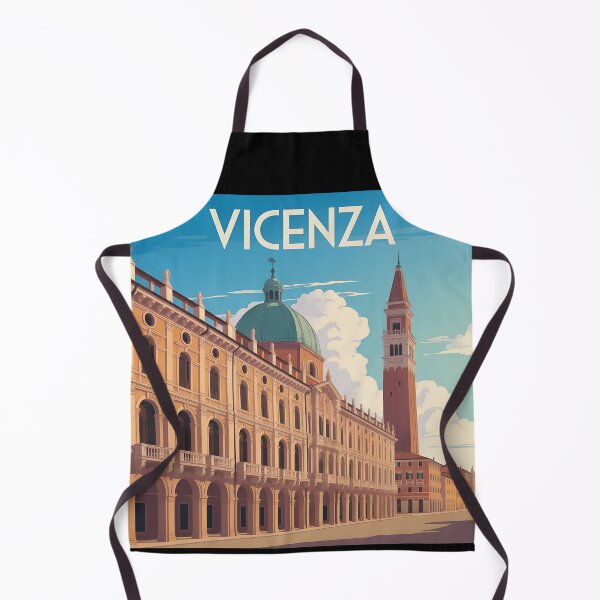 Item preview, Vicenza Italy Travel Poster – Vintage Illustration of Basilica and Bell Tower designed and sold by VividOrganica.