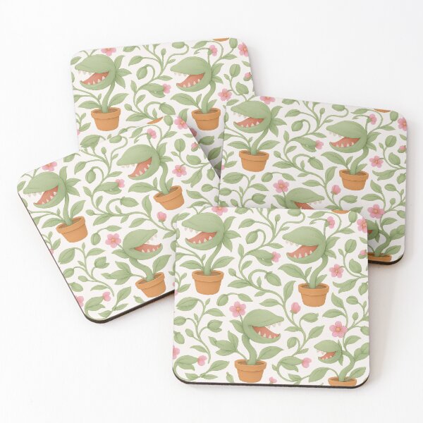 Item preview, Audrey 2 Pattern – Pastel Horror Botanical (Light Background) designed and sold by PricklyBearArt.