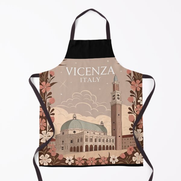 Item preview, Vicenza Italy Art Nouveau Poster – Basilica Palladiana & Torre Bissara Illustration designed and sold by VividOrganica.