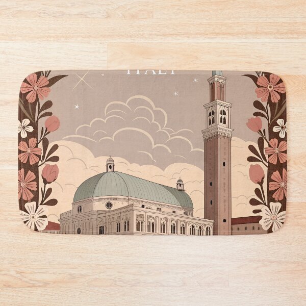 Item preview, Vicenza Italy Art Nouveau Poster – Basilica Palladiana & Torre Bissara Illustration designed and sold by VividOrganica.