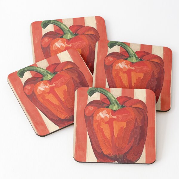 Item preview, Red Pepper on red and white stripes designed and sold by Boho Art by Rebecca.