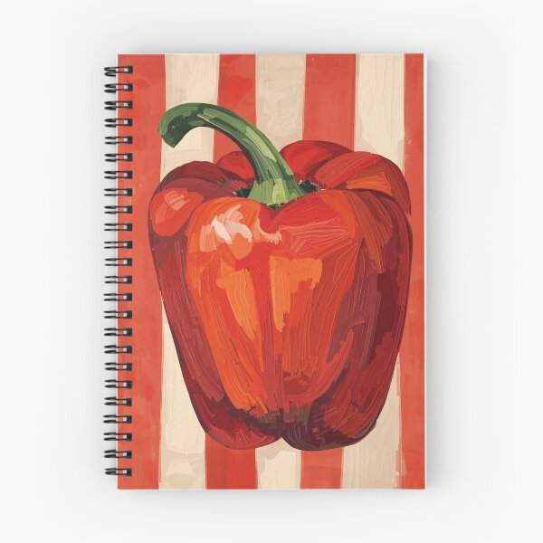 Item preview, Red Pepper on red and white stripes designed and sold by Boho Art by Rebecca.