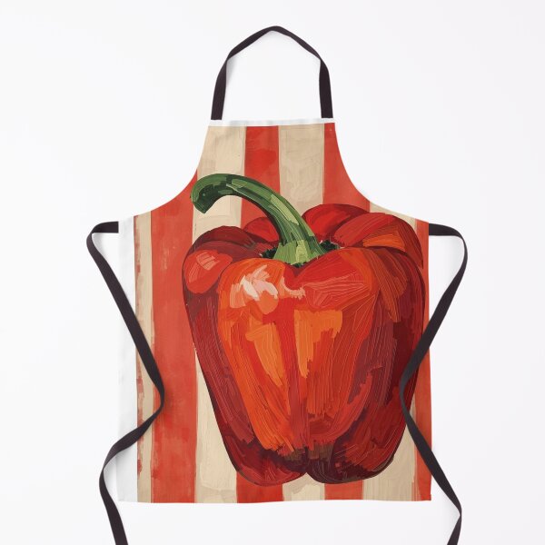 Item preview, Red Pepper on red and white stripes designed and sold by Boho Art by Rebecca.