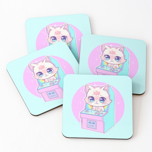 Item preview, Chibi Kawaii Cat on Retro Arcade Machine | Cute Pastel Gamer Art designed and sold by PawxelArt.