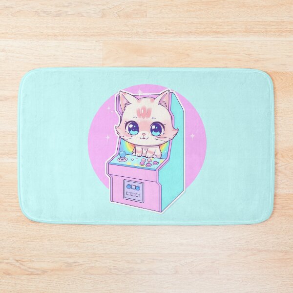 Item preview, Chibi Kawaii Cat on Retro Arcade Machine | Cute Pastel Gamer Art designed and sold by PawxelArt.