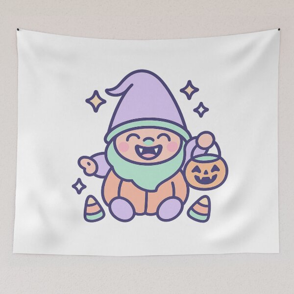 Item preview, Cute Pastel Halloween Gnome T-Shirt – Laughing Vampire Fangs & Pumpkin Candy designed and sold by PrintCreations9.
