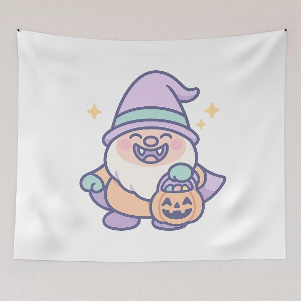 Item preview, Cute Pastel Halloween Gnome T-Shirt – Laughing Vampire Fangs & Pumpkin Candy designed and sold by PrintCreations9.