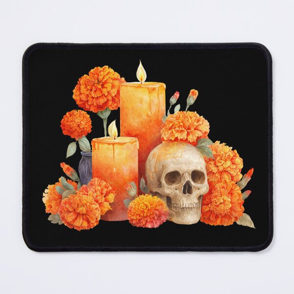 Item preview, Ofrenda Marigold Sugar Skull Candles designed and sold by FlatFashionista.