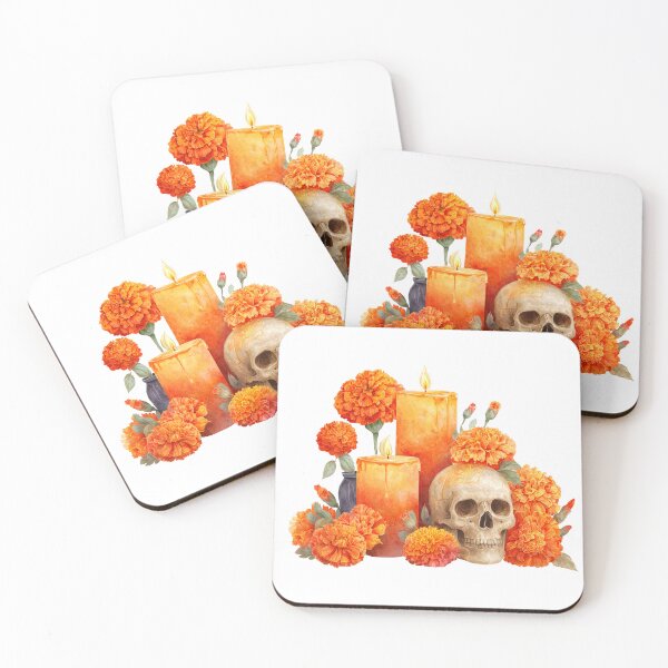Item preview, Ofrenda Marigold Sugar Skull Candles designed and sold by FlatFashionista.