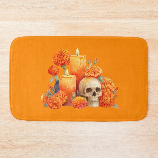 Item preview, Ofrenda Marigold Sugar Skull Candles designed and sold by FlatFashionista.