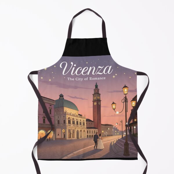Item preview, Vicenza Italy Romantic Travel Poster – Basilica Palladiana & Torre Bissara at Sunset designed and sold by VividOrganica.