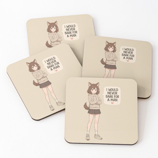 Item preview, Anime Dog‑Eared Girl Illustration – “I Would Never Bark for a Man” Cute Kawaii T‑Shirt Design designed and sold by AlexKramer.