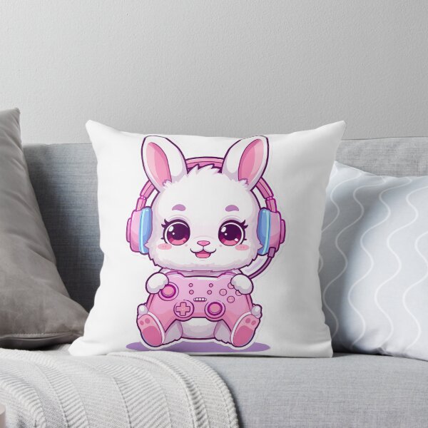 Item preview, Kawaii Baby Bunny Gamer | Cute Pastel Joystick & Headphones Art designed and sold by PawxelArt.