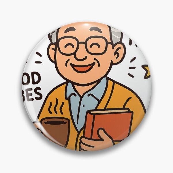 Item preview, Joyful Senior with Coffee and Book – Positive Cartoon Design designed and sold by ravinduyas.