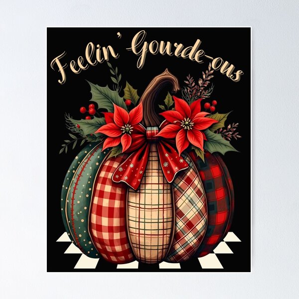 Item preview, Feelin' Gourde-ous Christmas Pumpkin Plaid Holiday Design designed and sold by MTJ-Mushrooms.