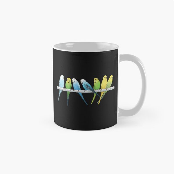 Item preview, Rows Of Budgies Pet Birds Sitting On A Perch A On White Background designed and sold by RobinBrow5.