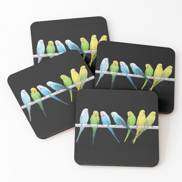 Item preview, Rows Of Budgies Pet Birds Sitting On A Perch A On White Background designed and sold by RobinBrow5.