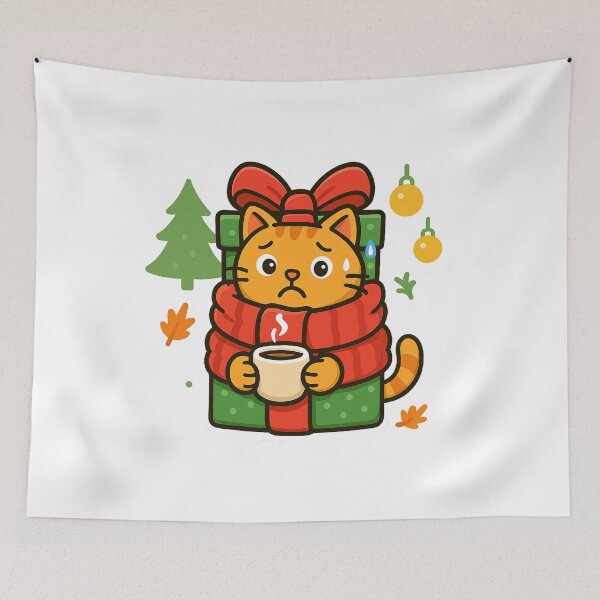 Item preview, Gift Wrap Cat – Funny Christmas Present Cat Sticker & Holiday Shirt designed and sold by MeowLaugh.