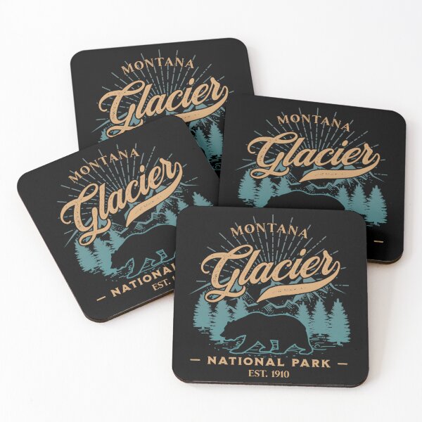 Item preview, Vintage Glacier National Park Grizzly Bear Mountains Sunrise designed and sold by Asleydarell.