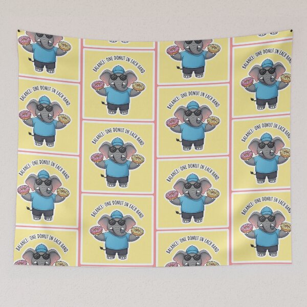 Item preview, Balance One Donut in Each Hand - Cute Elephant Inspirational Quote designed and sold by bvdesignart.