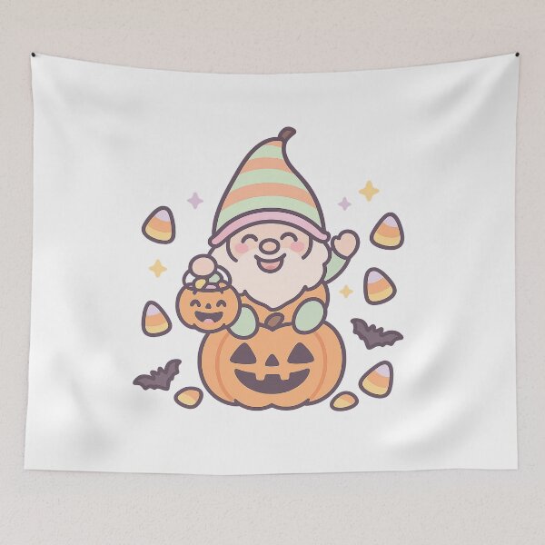 Item preview, Pumpkin Gnome T-Shirt – Sitting on Jack-o’-Lantern with Candy Corn designed and sold by PrintCreations9.