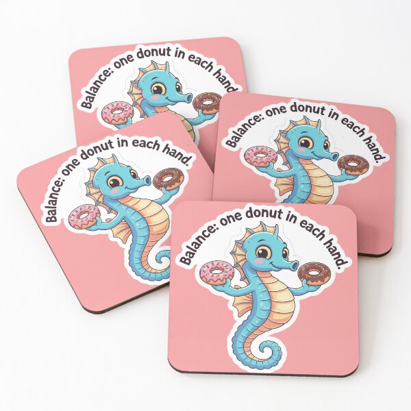 Item preview, Balance One Donut in Each Hand - Adorable Seahorse Inspirational Quote designed and sold by bvdesignart.